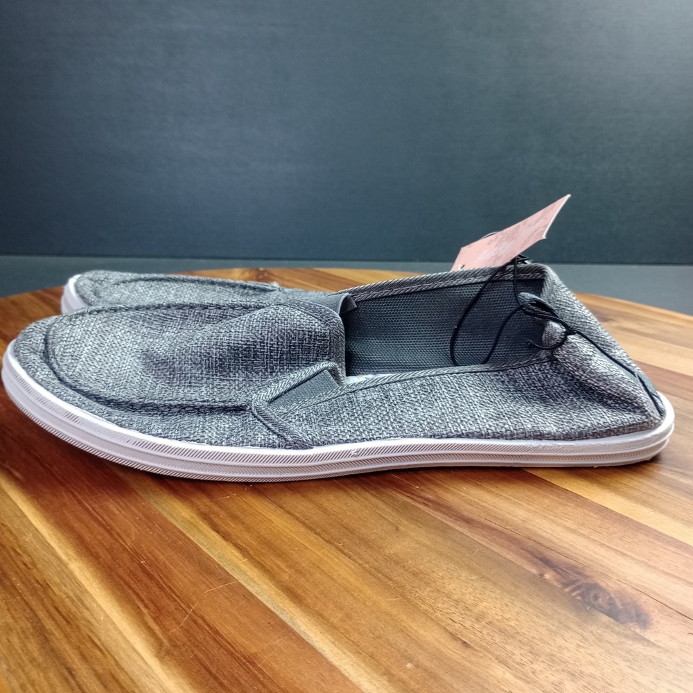 Ashley Blue Canvas Slip On Shoes Womens Sz 10 Gray Comfort Casual Flat